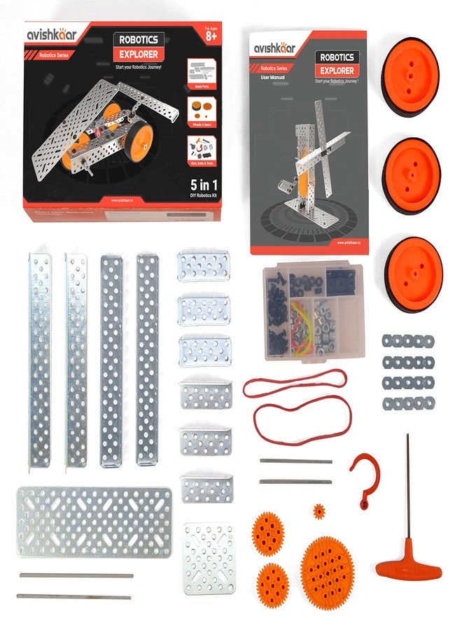 Avishkaar Robotics Explorer Kit, 5-in-1 DIY Robotics Kit for Kids Aged 8-12, 100+ Parts, Learn Mechanical Design & Creativity, Learning & Educational Stem Kit, Made in India, Multicolor - Image 3