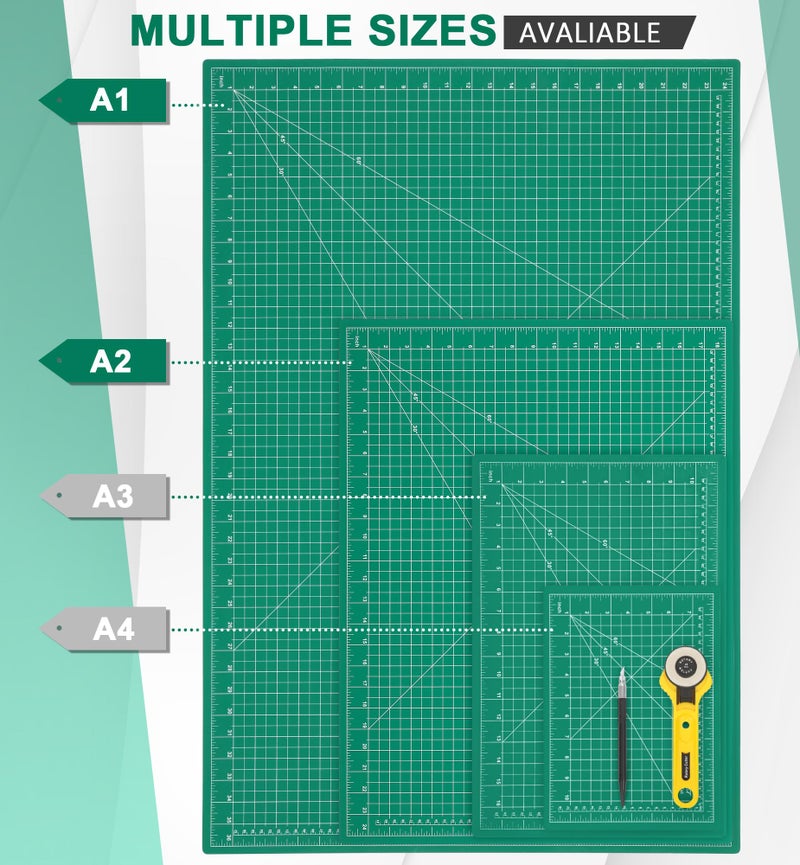 Idemeet Density-upgraded 24" x 36" Large Self Healing Sewing Mat, Idemeet Rotary Cutting Mat 5-Ply Cut Board for Crafts Hobby Project, Scale Size 24" x 36", A1, Green - Image 3