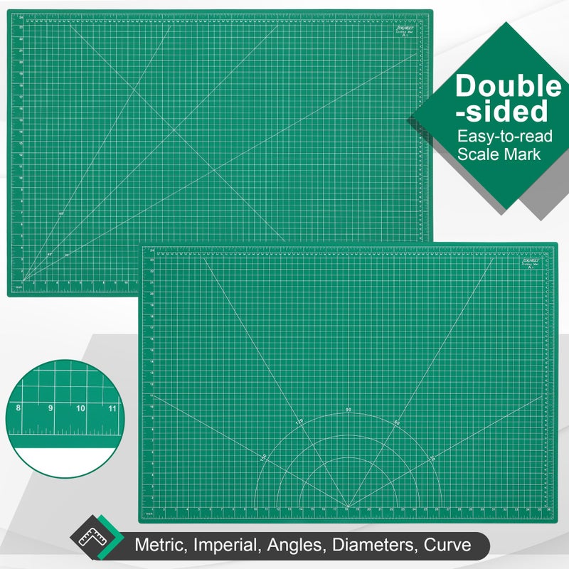 Idemeet Density-upgraded 24" x 36" Large Self Healing Sewing Mat, Idemeet Rotary Cutting Mat 5-Ply Cut Board for Crafts Hobby Project, Scale Size 24" x 36", A1, Green - Image 2