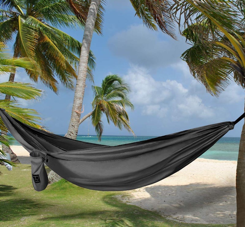 Gold Armour Gold Armour Camping Hammock - XL Double Hammock Portable Hammock Camping Accessories Gear for Outdoor Indoor with Tree Straps, USA Based Brand (Gray)  - Image 5