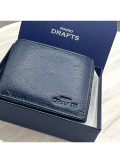 MARIO DRAFTS Mario Drafts Genuine Leather Bifold Wallet for Men, Navy  - Image 2