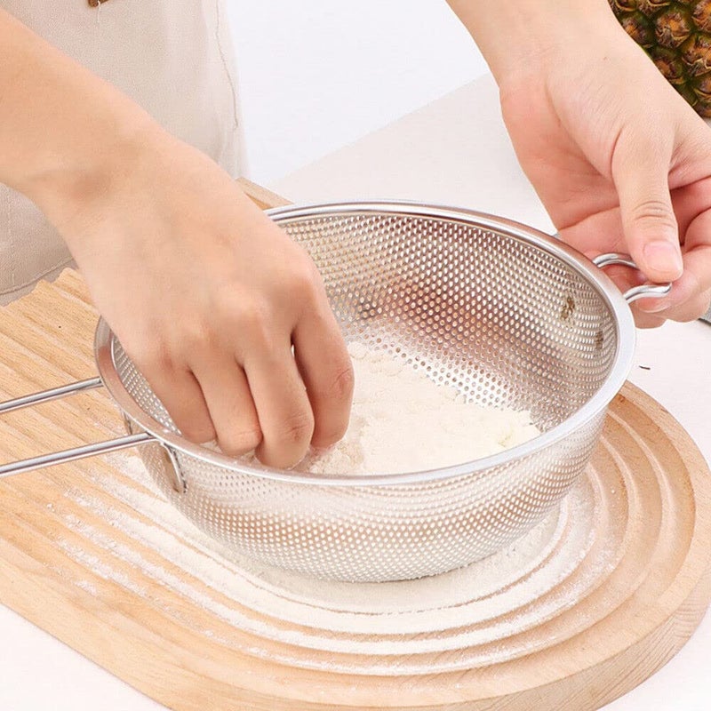 Snevad Skimmer for Food Strainer Deep Fry Basket Long Handle Stainless Steel Perforated Large HeavyDuty Stainless Steel Skimmer with Long Handle Large Perforated Basket for Deep Frying Straining - Image 5