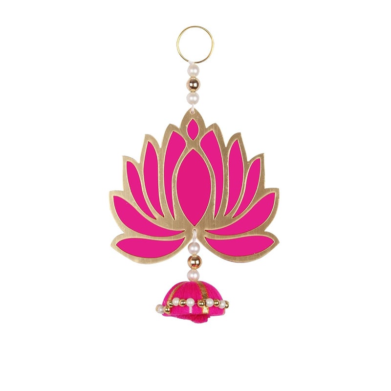 PRISCILLA Priscilla Lotus Hangings for DecorationFloral Wall Hangings for Temple Decor Hanging for Home DecorDiwali DecorWedding and All Festival Decor Pink 1  - Image 1