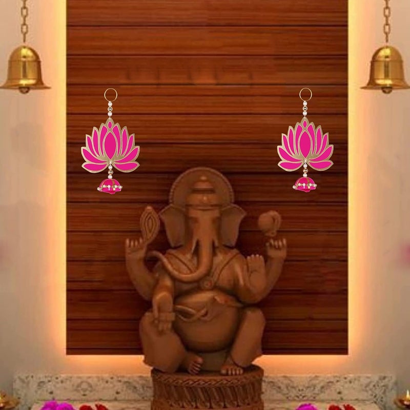 PRISCILLA Priscilla Lotus Hangings for DecorationFloral Wall Hangings for Temple Decor Hanging for Home DecorDiwali DecorWedding and All Festival Decor Pink 1  - Image 2