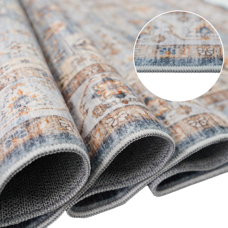 TOPRUUG Washable Hallway Runner Rug 3x16: Non Slip Runner Rugs with Rubber Backing Soft Kitchen Rug Farmhouse Distressed Carpet Runner for Living Room Bedroom Bathroom (Blue, 3X16) - Image 4