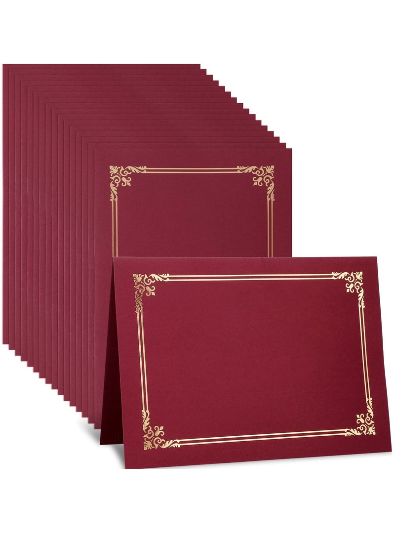 SYOSI 10 قطع من حاملي الشهادات حامل الدبلوم لحجم الحروف 8.3 × 11.6 بوصة، بطاقات الشهادات الورقية، غطاء الدبلوم مع حواف من رقائق الذهب، مجلد الشهادات 12 × 8.6 بوصة، أحمر خمري - Image 1