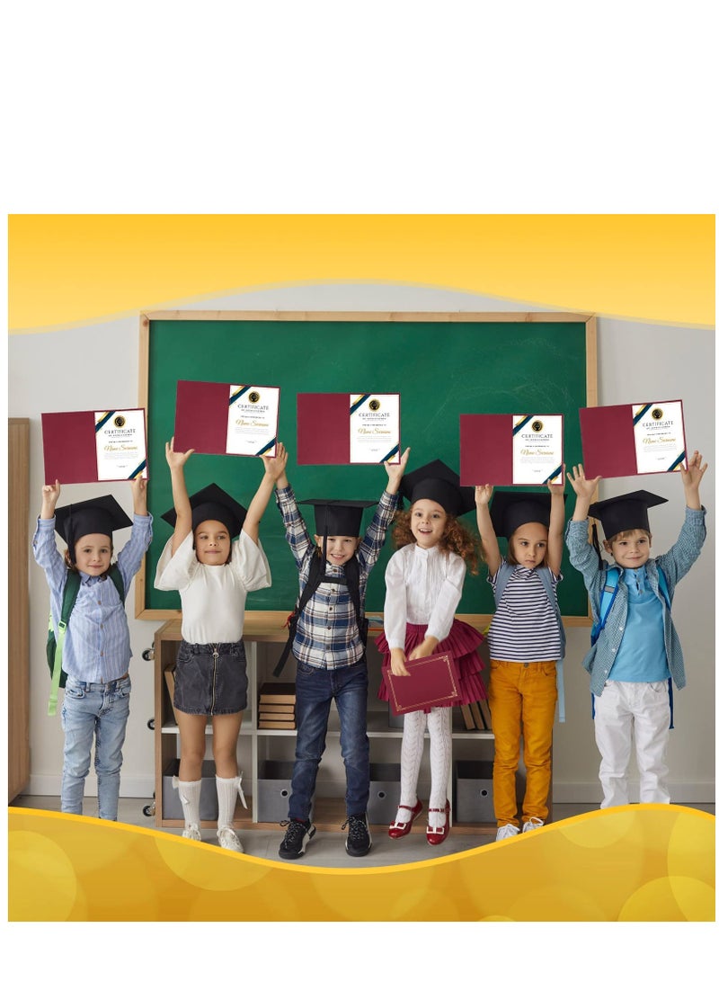 SYOSI 10 قطع من حاملي الشهادات حامل الدبلوم لحجم الحروف 8.3 × 11.6 بوصة، بطاقات الشهادات الورقية، غطاء الدبلوم مع حواف من رقائق الذهب، مجلد الشهادات 12 × 8.6 بوصة، أحمر خمري - Image 3