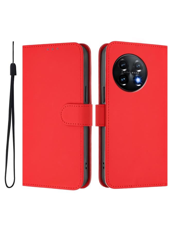 اس-توب جراب لهاتف OnePlus 11 مصنوع من الجلد بلون سادة مع حبل - Image 2