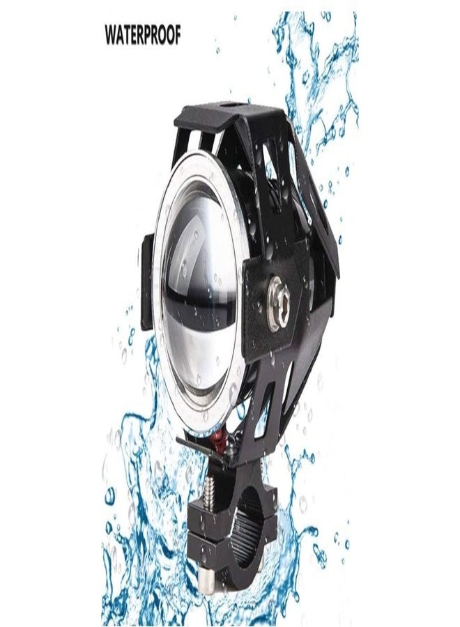 Guance مصباح ضباب LED من Guance طراز U7 للدراجات النارية، مزود بإضاءة عالية/منخفضة، ووميض، وحلقة إضاءة عيون الملاك (عبوة من قطعتين) لدراجات CB Shine SP - Image 4