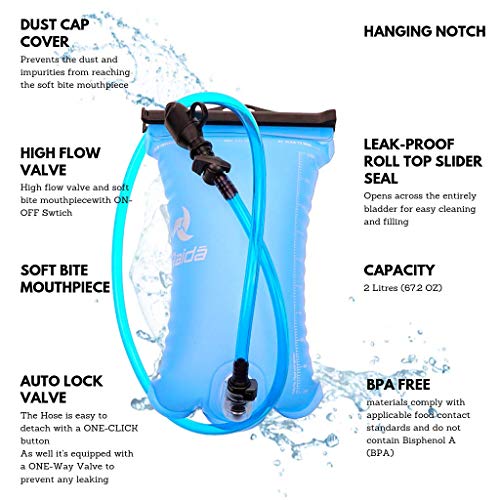 Raida Hydration Bladder 2L | BPA-Free Water Reservoir with Insulated Tube | Wide Opening for Easy Refill & Cleaning | Odor-Free | Leakproof Secure Lock | Hiking, Biking, Riding - Image 4