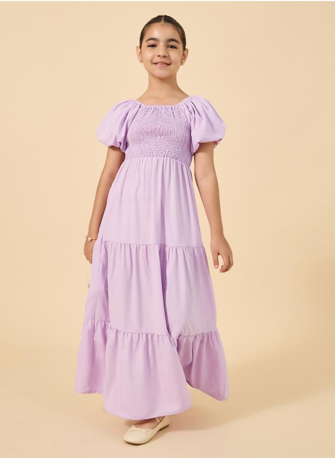 Styli - Smocked Detail Puff Sleeve Dress - Image 1