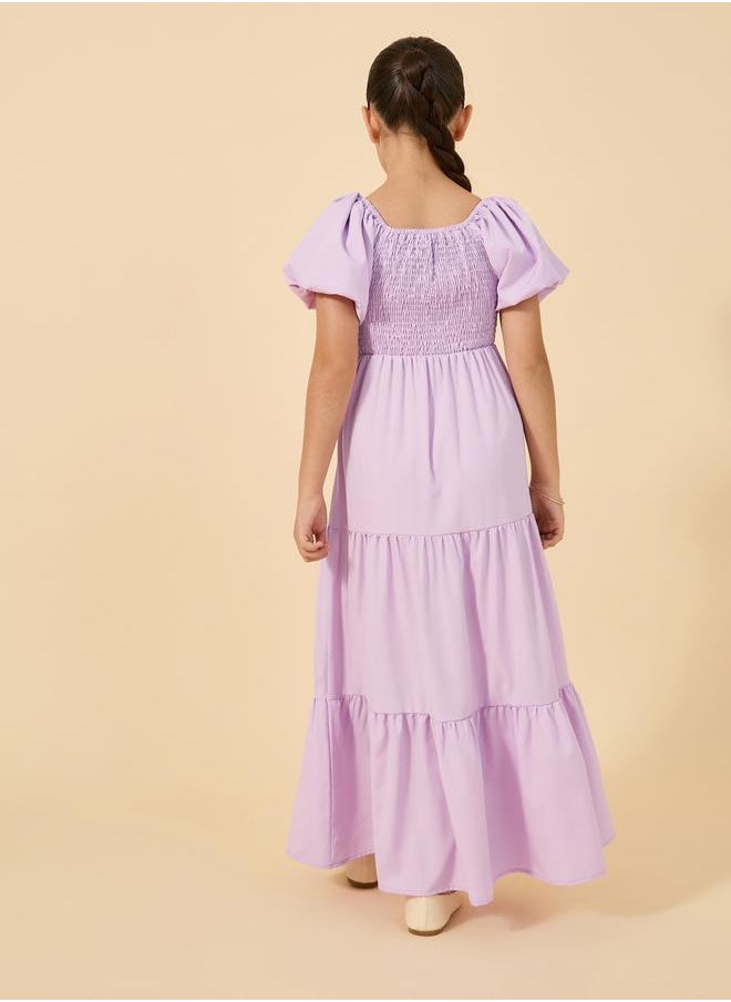 Styli - Smocked Detail Puff Sleeve Dress - Image 1