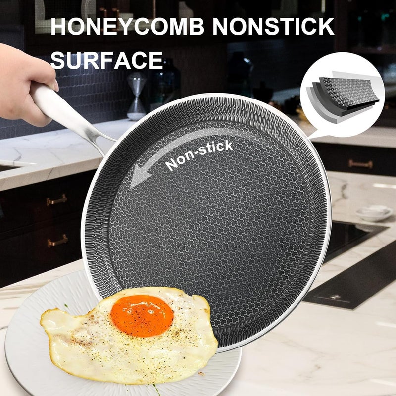 DCIGNA Nonstick Crepe Pan, 11Inch Stainless Steel Crepe Pan, Honeycomb Coating Flat Skillet Tawa Dosa Tortilla Omelet Griddle Pan, PFOA Free, Induction Compatible - Image 5