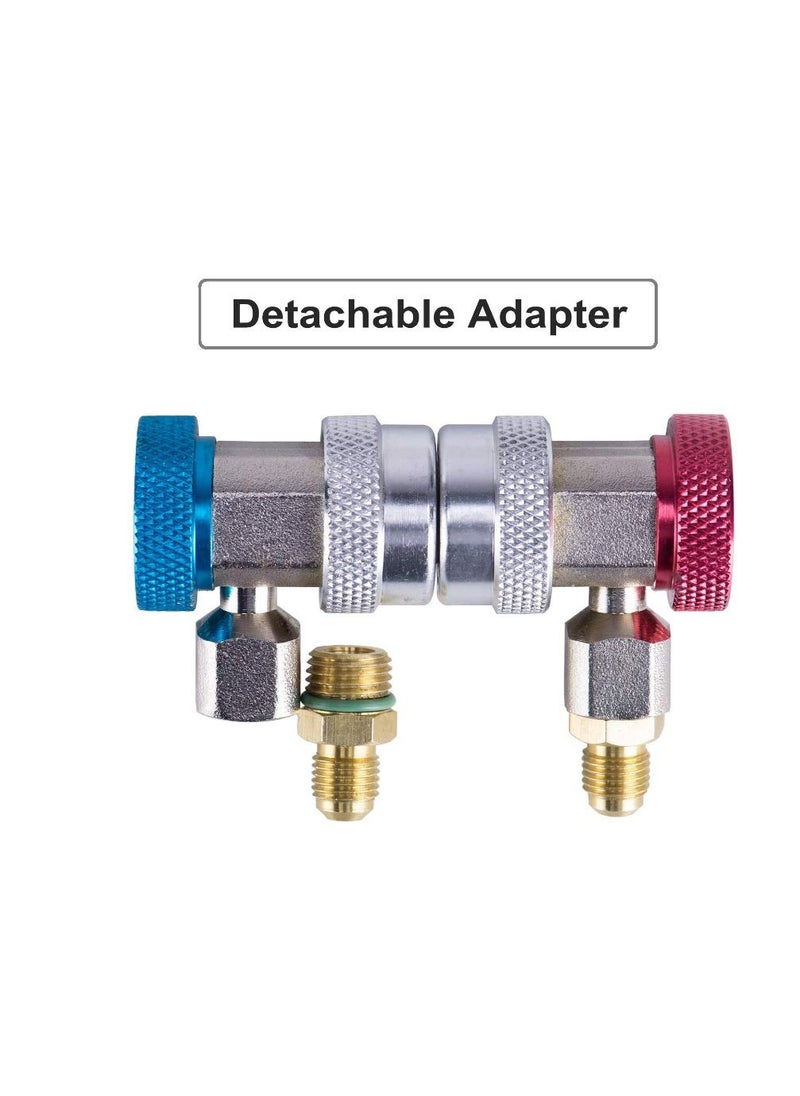 AMAZOR AMAZOR Adjustable R134A Adapter Fittings Quick Coupler Tool Kit High Low AC Freon Manifold Gauge Hose Conversion kit 14 SAE HVAC Set of 2 Pcs  - Image 5