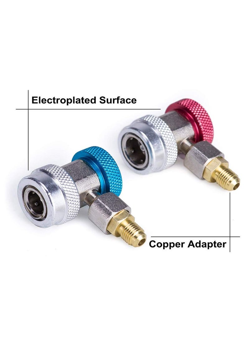 AMAZOR AMAZOR Adjustable R134A Adapter Fittings Quick Coupler Tool Kit High Low AC Freon Manifold Gauge Hose Conversion kit 14 SAE HVAC Set of 2 Pcs  - Image 2