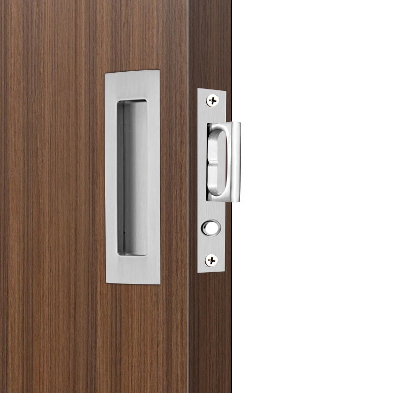 Dontay Sliding Pocket Door Handles 304 Stainless Steel Non Locking Pocket Door Hardware Recessed Flush Finger Pulls Heavy Duty Edge Pull with Pop Out Ring Pull Satin Nickel 1 Set 6 Inch - Image 2