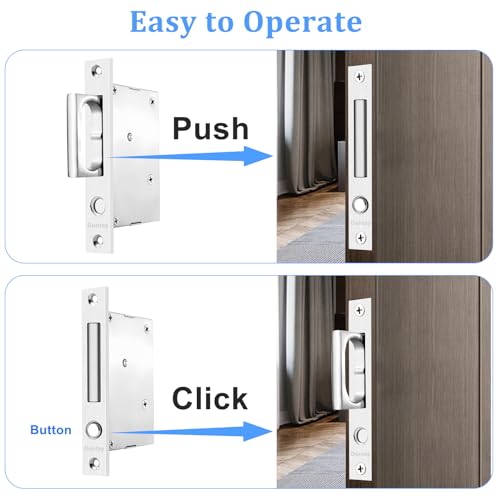 Dontay Sliding Pocket Door Handles 304 Stainless Steel Non Locking Pocket Door Hardware Recessed Flush Finger Pulls Heavy Duty Edge Pull with Pop Out Ring Pull Satin Nickel 1 Set 6 Inch - Image 3
