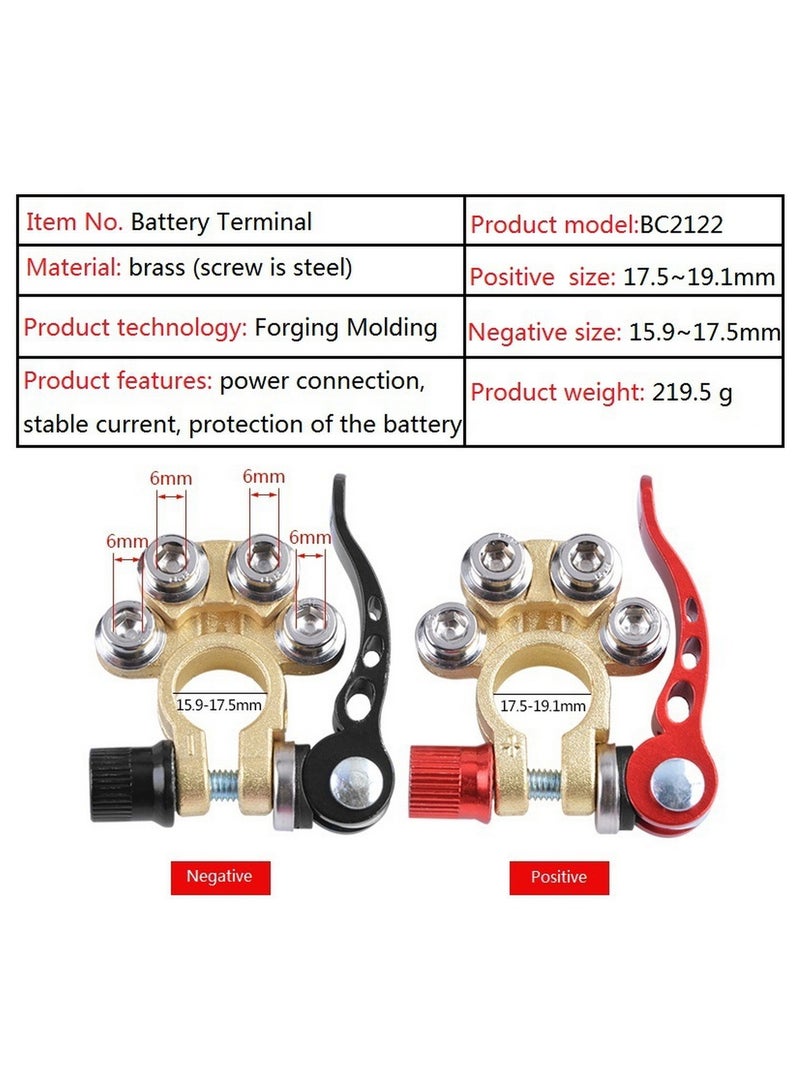Generic 2 Pcs Car Battery Terminal Connectors Quick Release 4 Way Disconnect Compatible with Cars Vans Trucks and More  - Image 3