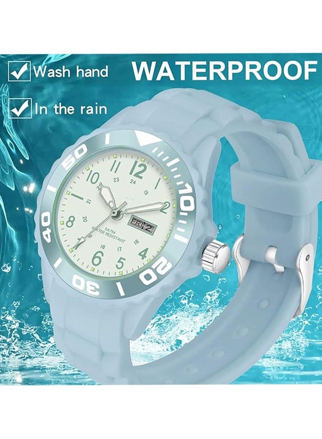 Zikra Womens Analogue Watches Waterproof Sport Watch Nurse Wrist Watch Outdoor Simple Casual Small Watch Luminous Ladies Wristwatch Silicone Watch Military Time with Second Hand Calendar - Image 2
