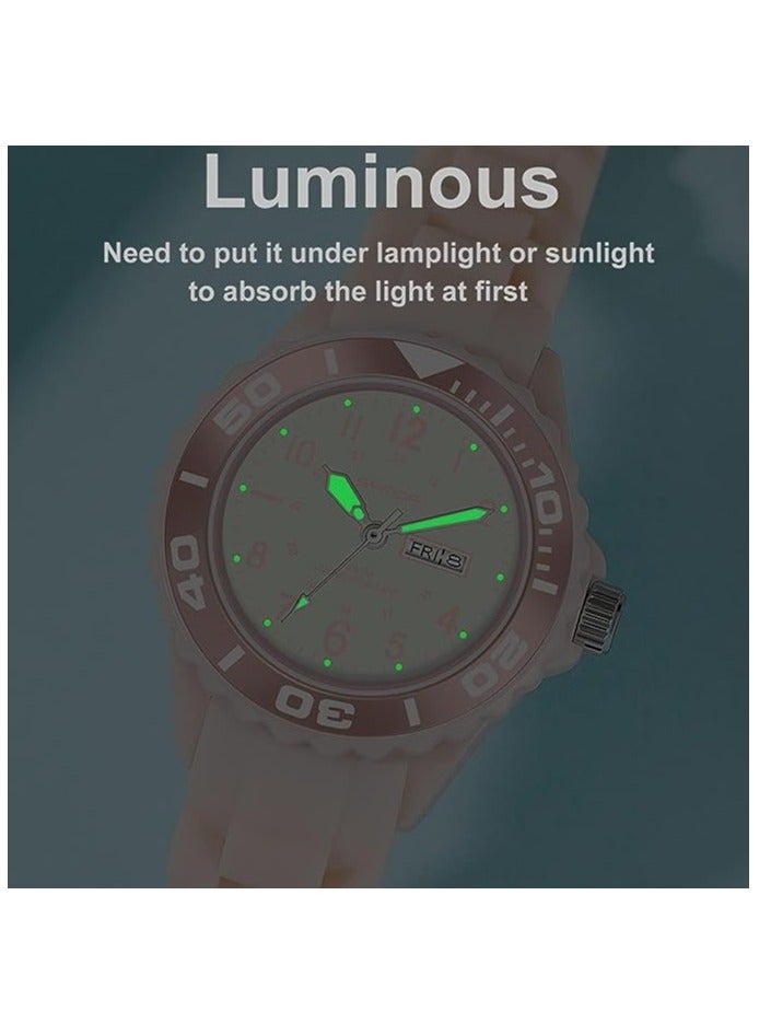 Zikra Womens Analogue Watches Waterproof Sport Watch Nurse Wrist Watch Outdoor Simple Casual Small Watch Luminous Ladies Wristwatch Silicone Watch Military Time with Second Hand Calendar - Image 5