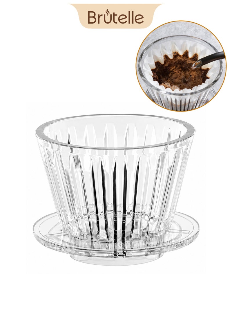 Brutelle V60 Cake Shape Coffee Dripper, Flat Bottom Hand Pour Over Coffee Filter Cup Ideal for Home, Office, Cafe, Coffee Corner - Image 1