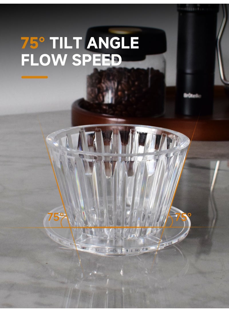 Brutelle V60 Cake Shape Coffee Dripper, Flat Bottom Hand Pour Over Coffee Filter Cup Ideal for Home, Office, Cafe, Coffee Corner - Image 2