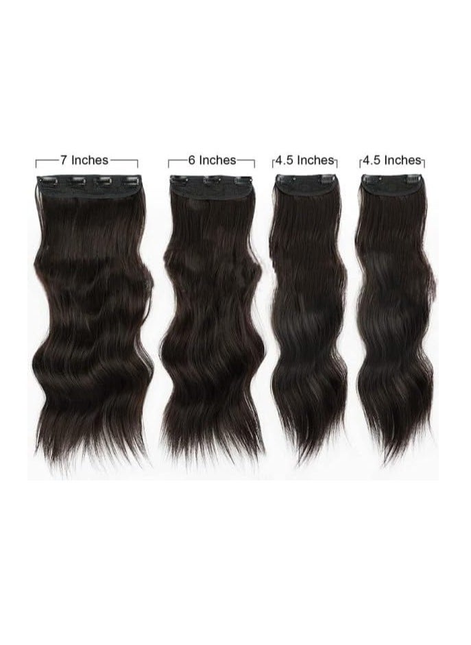 Estelle Clip in Hair Extensions for Women Fiber Hairpieces Thick Clip on Plastic Hair Extensions with Invisible Clips for lady 4 Pieces Medium Brown  - Image 3