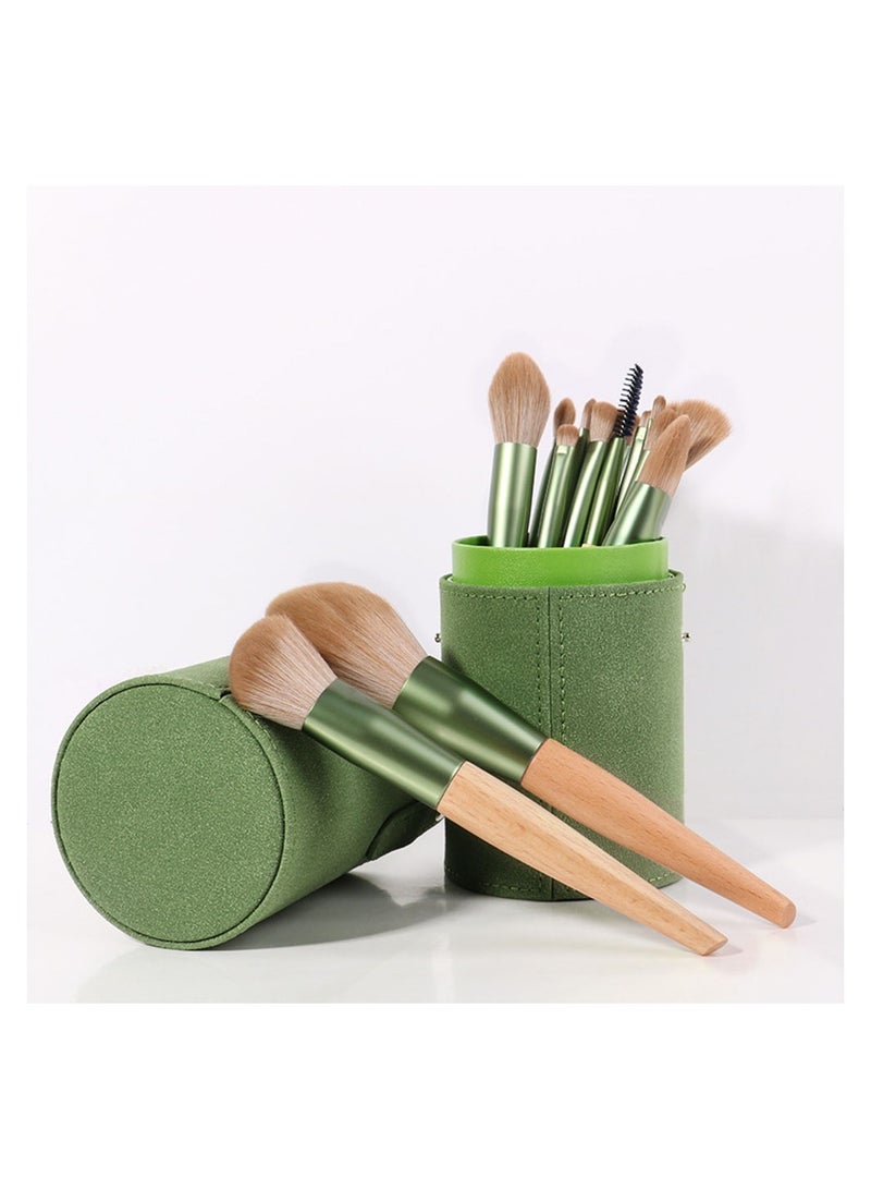 Daigiit Makeup Brushes Set Eyeshadow Brush High Quality Beech Super Soft Bristles Handle Thickened Aluminum Tube Makeup Powder Foundation Highlighter Concealer Blending Eyebrow Line Spool Set Green 10pcs - Image 1