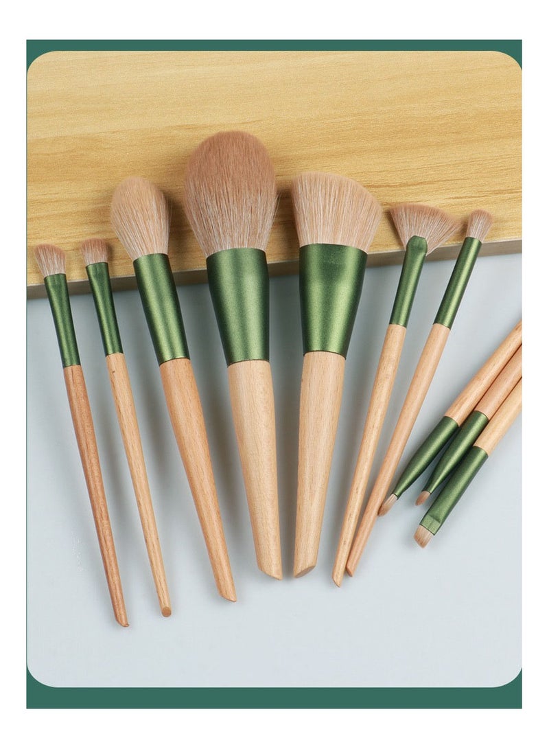 Daigiit Makeup Brushes Set Eyeshadow Brush High Quality Beech Super Soft Bristles Handle Thickened Aluminum Tube Makeup Powder Foundation Highlighter Concealer Blending Eyebrow Line Spool Set Green 10pcs - Image 4
