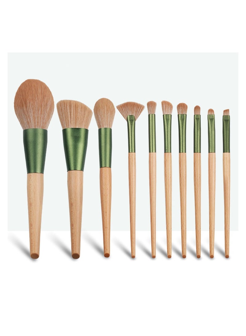 Daigiit Makeup Brushes Set Eyeshadow Brush High Quality Beech Super Soft Bristles Handle Thickened Aluminum Tube Makeup Powder Foundation Highlighter Concealer Blending Eyebrow Line Spool Set Green 10pcs - Image 2