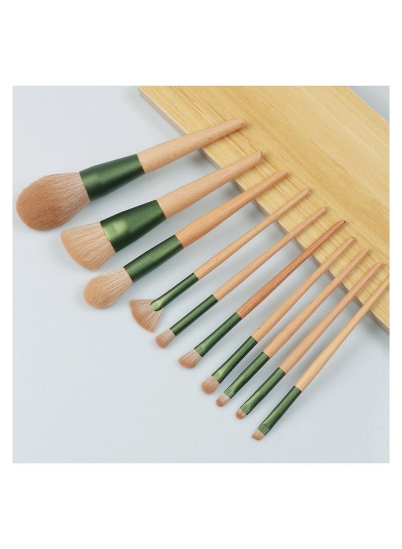 Daigiit Makeup Brushes Set Eyeshadow Brush High Quality Beech Super Soft Bristles Handle Thickened Aluminum Tube Makeup Powder Foundation Highlighter Concealer Blending Eyebrow Line Spool Set Green 10pcs - Image 3