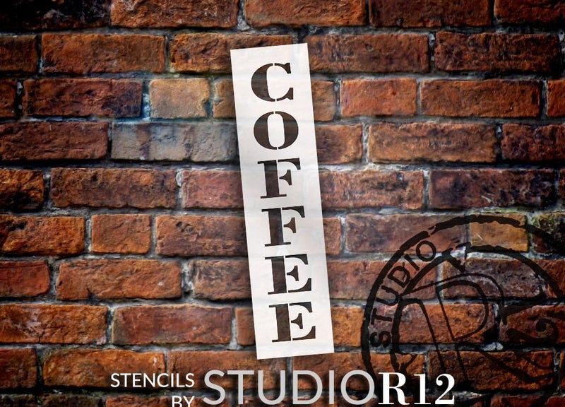 Studio R 12 Coffee - Farmhouse Serif - Vertical - Word Stencil - 4" x 16" - STCL1966_2 - by StudioR12 - Image 2