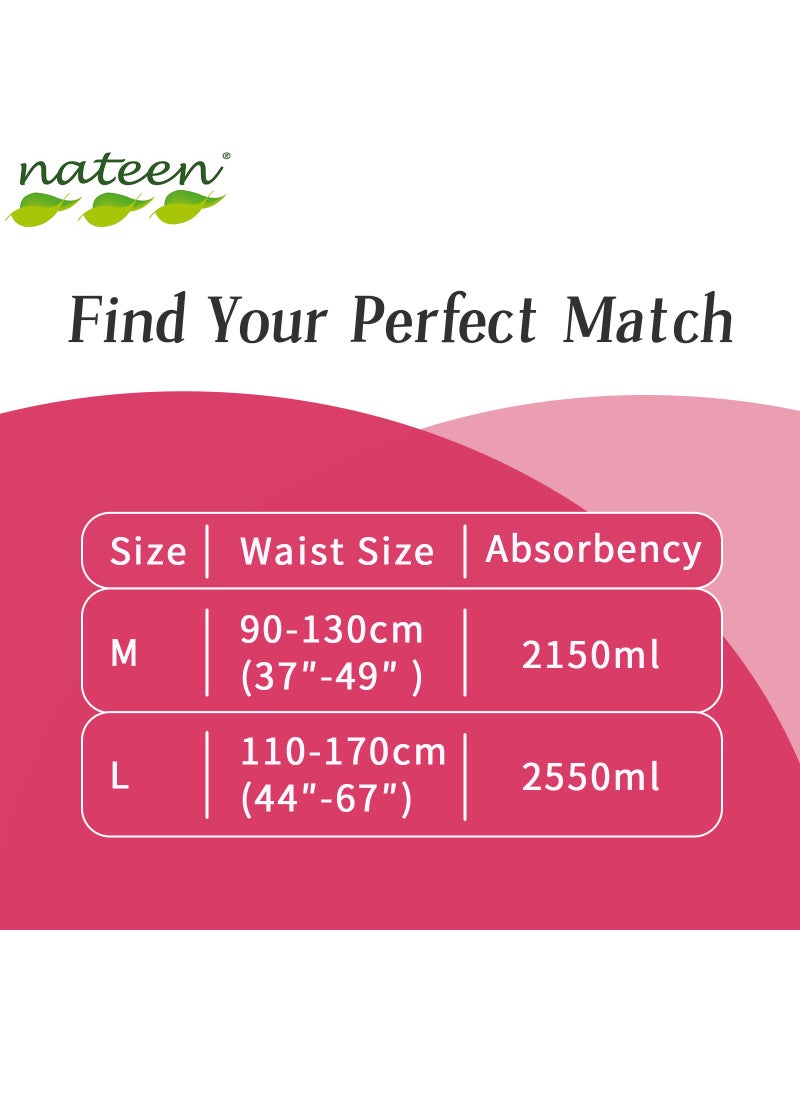 nateen سروال حفاضات Nateen Flexi Plus للبالغين، سحب لأعلى، متوسط، مقاس الخصر 90-130 سم، 20 قطعة، راحة فائقة، مزيج ممتاز من الحماية.  - Image 5