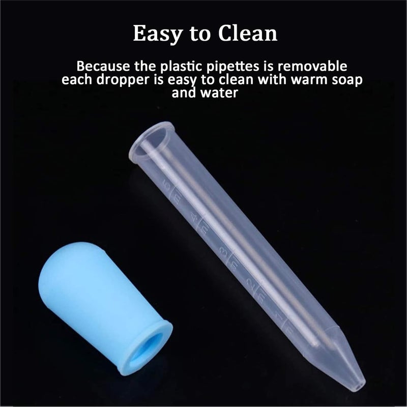 SQUISHY 8PCS Dropper for Baby, Dropper Bottle, Pipette Multi-color Pipette Droppers with 2 Cleaning Brushes, Soft Filler Droppers for Accurate Liquid Transfer Eye Drops and General Liquid Dispensing - Image 3