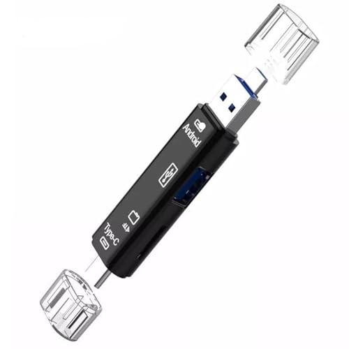 FASTX® Black 5 in 1 OTG Card Reader type c High Speed, Micro SD/TF Memory Card Reader (Type C + Micro USB 2.0 for Data Transfer) for Android Smart Phone, PC, Laptop, Mac-Book, Flash Drive/pendrive - Image 1