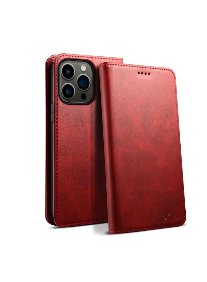 Suteni Case For iPhone 16 Pro Max Calf Texture Horizontal Flip Leather Phone Case - Image 1