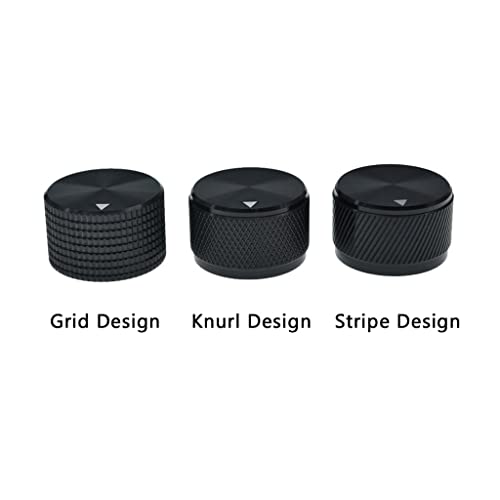 KAISH 2pcs 1-3/16"(30mm) Diam. Aluminium Potentiometer Knobs 1/4" Universal Metal Pot Control Knobs with Indicator and Set Screw for AMP Amplifier Black with Stripe Design - Image 3
