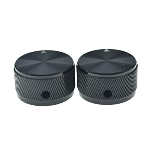 KAISH 2pcs 1-3/16"(30mm) Diam. Aluminium Potentiometer Knobs 1/4" Universal Metal Pot Control Knobs with Indicator and Set Screw for AMP Amplifier Black with Stripe Design - Image 4