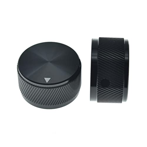 KAISH 2pcs 1-3/16"(30mm) Diam. Aluminium Potentiometer Knobs 1/4" Universal Metal Pot Control Knobs with Indicator and Set Screw for AMP Amplifier Black with Stripe Design - Image 5