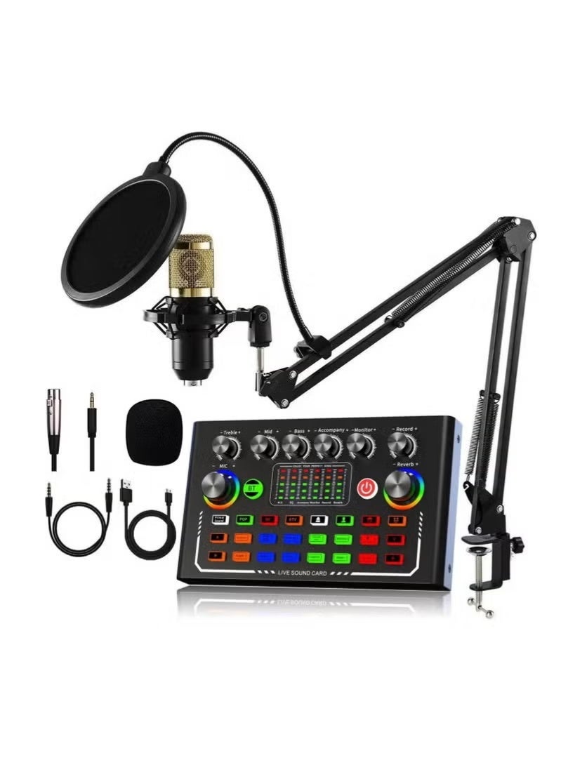 GENNEXT Sound Card F009 Live Sound Card Wireless Bluetooth Audio Mixer Podcast DJ Device with RGB Colorful Buttons Live Streaming Sound Card for Youtube Singing PC Phone Karaoke Singing Gaming - Image 3