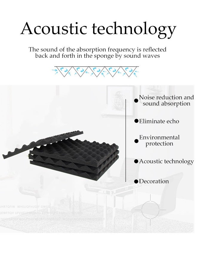 DUNISO 24 Pieces Of Sound-Absorbing Foam,Acoustic Panels,Sound Insulation Board, 2X30X30cm, Fast Recovery Sound-Absorbing Board, Home Studio, High-Density Flame-Retardant Sound Insulation Wall Board, Thickened, Egg Sound Insulation Cotton, Wall, Bedroom, Piano Room, Ktv, Indoor, Self-Adhesive  - Image 5