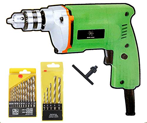 ISC ISC Powerful Electric Drill Machine 10mm Combo Drill Bit Set for Drilling 5 Pcs Masonary 13 Pcs Hss Drills - Image 1