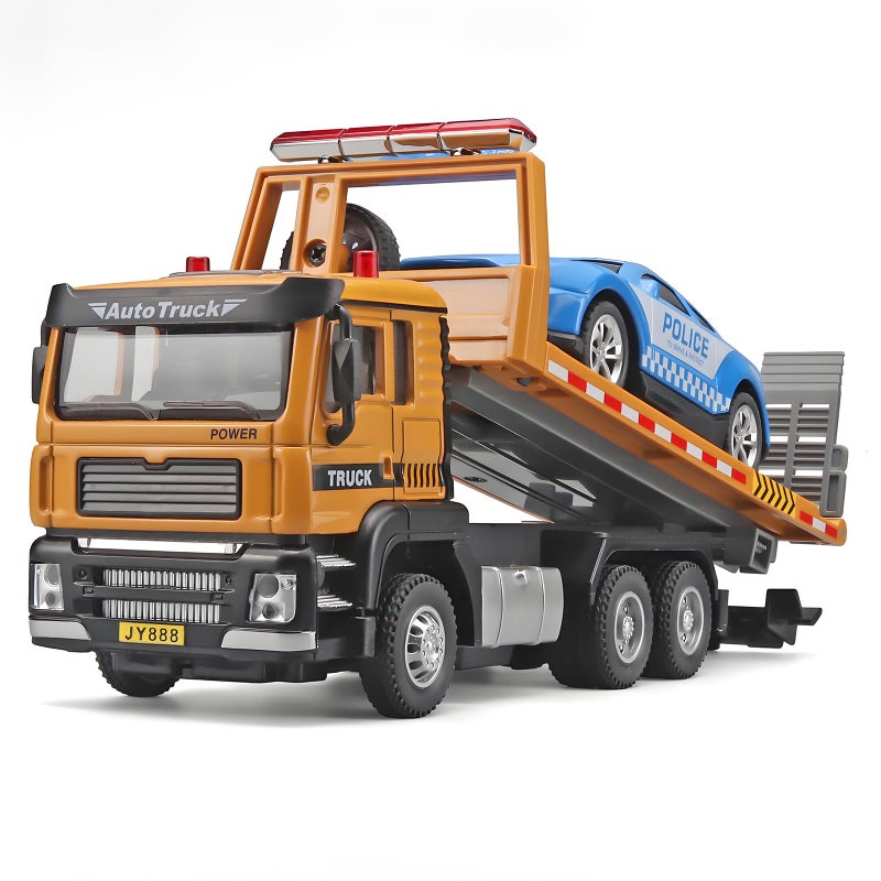 NOVAFUSION Tow Truck for Boys Metal Cab with Lights and Sounds Flatbed with Toy Car Ages 37 - Image 2