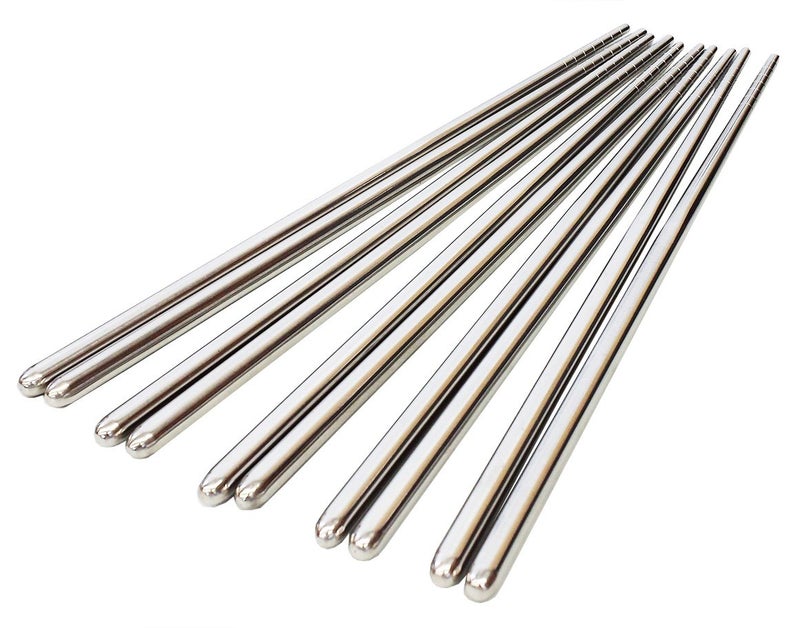 Happy Sales عصا تناول الطعام الفولاذية HSCS-SPL01 من هابي سيلز، 5 أزواج، عادية - Image 4