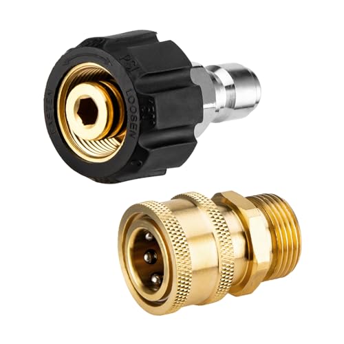AURORA CAR Pressure Washer Adapter Set, Quick Connect Kit, M22 14mm to 3/8 Inch Quick Connect Pressure Washer Hose Adapter - Image 1
