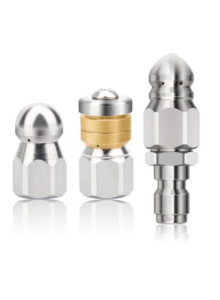 Stainless Steel Pressure Washer Sewer Jetter Nozzles, Drain Cleaning Hose Nozzle, 1/4 Inch Quick Connector, Rotating Button Nose Jet Nozzle, 5000 PSI, 3PCS - pzsku/ZC3669E14FF54BBE9B2CFZ/45/1743382846/e02956ab-9a71-4efa-946e-add9e9a7b812
