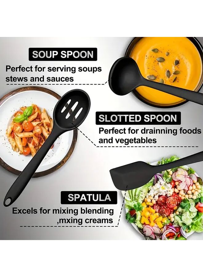 Red 11 Piece Silicone Kitchen Utensil Set With Bucket Non Stick Cooking Tools - Image 4