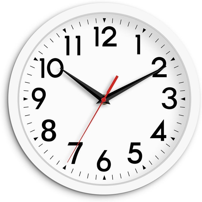 12 INCH WALL CLOCK BATTERY OPERATED SILENT NON TICKING ANALOG MODERN DECORATIVE FOR OFFICE KITCHEN OUTDOOR LIVING ROOM CLASSROOM BEDROOM BATHROOM SCHOOLWHITE