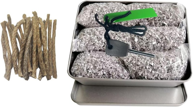 eGreen99 Magnesium Fire Starter Kit with Ferro Rod – Emergency Survival Gear with 12 Bags 99% Pure Magnesium + Waist Bag Waterproof Tin for Camping, Hiking, Bushcraft - Image 1