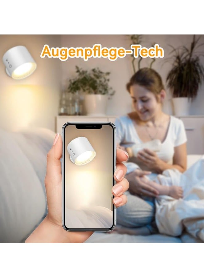 Bluejw Indoor Wall Light 1 Piece, Wall Light Without Power Connection, LED Wall Light Indoor with 5 Brightness and 3 Colours, 360° Rotatable Battery Wall Light for Living Room, Bedroom (White)  - Image 4